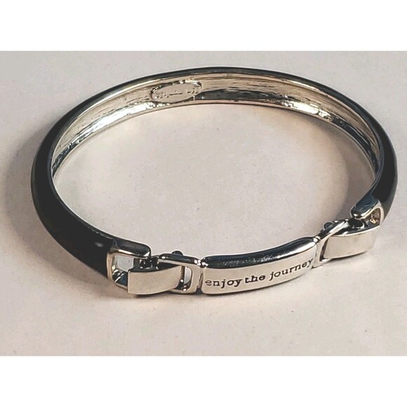 Lia Sophia Bracelet Silver Tone Black Enamel Enjoy The Journey Share The Love - Picture 1 of 9